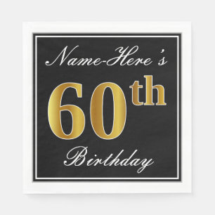 Serviette En Papier Élégant, anniversaire d'or de Faux soixantième 