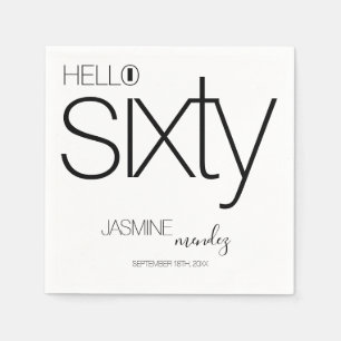 Serviette En Papier Elégant Anniversaire Soixante Ans Noir Et Blanc