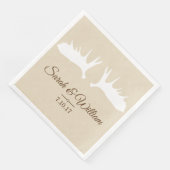 Serviette En Papier Élégant Antlers d'orignal blanc & Taupe | Personna (Coin)