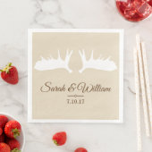 Serviette En Papier Élégant Antlers d'orignal blanc & Taupe | Personna (En situation)