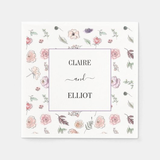 Serviette En Papier Élégant Appartement moderne Botanique Mariage vert (Devant)