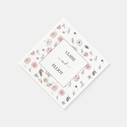 Serviette En Papier Élégant Appartement moderne Botanique Mariage vert (Coin)