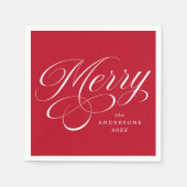 Serviette En Papier Élégant appel de Noël en écriture calligraphique r (Devant)