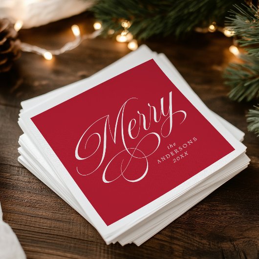 Serviette En Papier Élégant appel de Noël en écriture calligraphique r