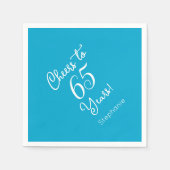 Serviette En Papier Elégant Aqua Blue encourage à 65 ans 65e anniversa (Devant)