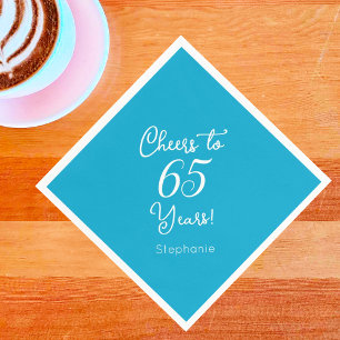 Serviette En Papier Elégant Aqua Blue encourage à 65 ans 65e anniversa