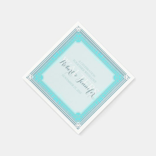 Serviette En Papier Élégant Aqua Blue Mariage Diner Papier Napkins (Coin)