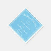 Serviette En Papier Elegant Aqua Blue & White Script Paper Wedding (Coin)