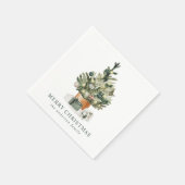 Serviette En Papier Elégant Aquarelle Arbre de Noël (Coin)