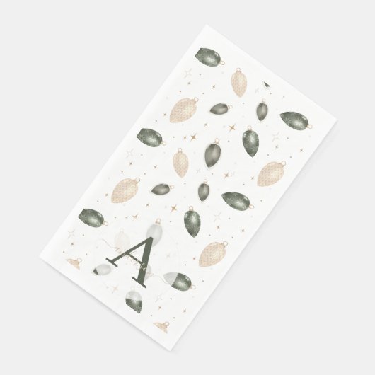 Serviette En Papier Élégant Aquarelle Baubles Monogramme Noël (Coin)