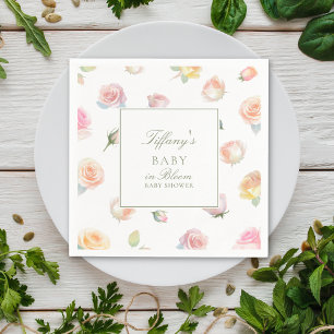 Serviette En Papier Elégant Aquarelle bébé dans Baby shower Fille Fleu