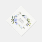 Serviette En Papier Elégant Aquarelle bleu Fleurs Mariage de cadre (Coin)