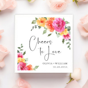 Serviette En Papier Elégant aquarelle brillant Fleurs Festives Mariage