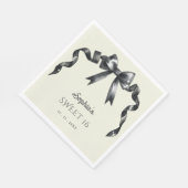 Serviette En Papier Elégant Aquarelle Coquette Black Bow Sweet 16 (Coin)