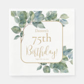 Serviette En Papier Elégant aquarelle eucalyptus anniversaire botaniqu (Devant)