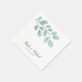 Serviette En Papier Elégant Aquarelle Eucalyptus Mariage personnalisé (Coin)