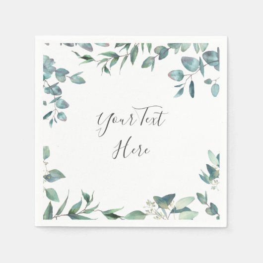 Serviette En Papier Elégant aquarelle Eucalyptus papier Mariage (Devant)
