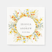 Serviette En Papier Elégant Aquarelle Fleurs sauvages Mariage (Devant)