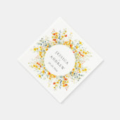 Serviette En Papier Elégant Aquarelle Fleurs sauvages Mariage (Coin)