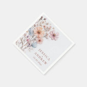 Serviette En Papier Elégant Aquarelle Fleurs sauvages Mariage (Coin)