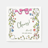 Serviette En Papier Elégant Aquarelle Fleurs sauvages Mariage (Devant)