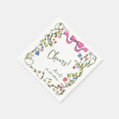 Serviette En Papier Elégant Aquarelle Fleurs sauvages Mariage (Coin)