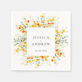 Serviette En Papier Elégant Aquarelle Fleurs sauvages Mariage (Devant)