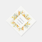 Serviette En Papier Elégant Aquarelle Fleurs sauvages Mariage (Coin)