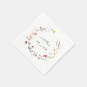 Serviette En Papier Elégant Aquarelle Fleurs sauvages Mariage (Coin)