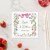 Serviette En Papier Elégant Aquarelle Fleurs sauvages Mariage (En situation)