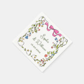 Serviette En Papier Elégant Aquarelle Fleurs sauvages Mariage (Coin)