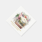 Serviette En Papier Elégant aquarelle Floral Blanc Casquette Graduatio (Coin)