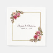 Serviette En Papier Elégant aquarelle Floral Mariage (Devant)