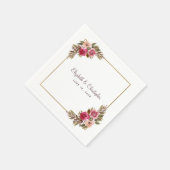 Serviette En Papier Elégant aquarelle Floral Mariage (Coin)