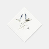 Serviette En Papier Elégant Aquarelle Foliage Monogramme Cocktail (Coin)