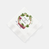 Serviette En Papier Élégant aquarelle Grappe Vins Bois Mariage Wreath (Coin)