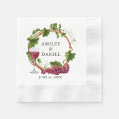 Serviette En Papier Élégant aquarelle Grappe Vins Bois Mariage Wreath (Devant)