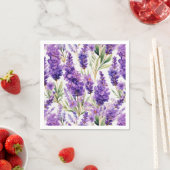 Serviette En Papier Elégant Aquarelle Lavande Fleurs (En situation)