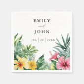 Serviette En Papier Elégant aquarelle Mariage de fleurs tropicales (Devant)