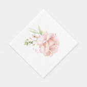 Serviette En Papier Élégant aquarelle Monogramme rose floral déjeuner (Coin)