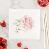 Serviette En Papier Elégant Aquarelle Monogramme Rose Floral Dîner (En situation)