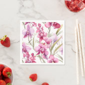 Serviette En Papier Elégant Aquarelle Orchidées (En situation)