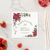 Serviette En Papier Elégant Aquarelle Rouge Poinsettia Mariage de pin (En situation)