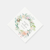 Serviette En Papier Elégant Aquarelle Verdure Floral Mariage (Coin)