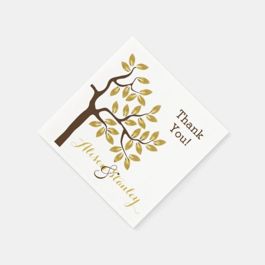 Serviette En Papier Élégant arbre avec feuille d'or feuille moderne ma (Coin)