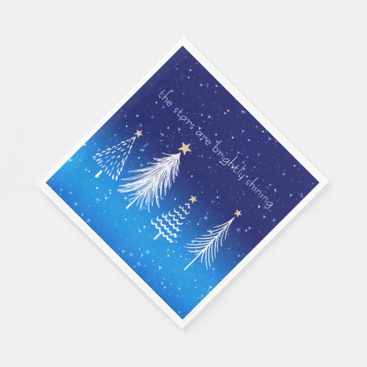 Serviette En Papier Elégant arbre de Noël blanc avec étoiles d'or (Coin)