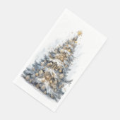 Serviette En Papier Élégant Arbre de Noël Or Ornements Neige (Coin)
