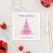 Serviette En Papier Élégant arbre de Noël rose Nom personnalisé (En situation)