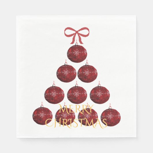Serviette En Papier Élégant arbre de Noël rouge (Devant)
