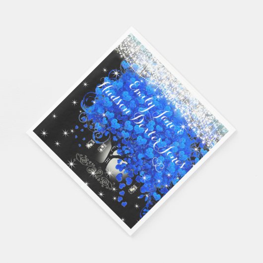 Serviette En Papier Élégant arbre Royal Blue Heart Leaf (Coin)